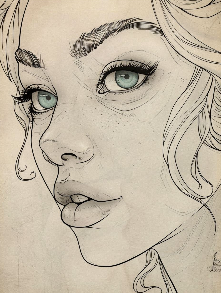 Ethereal Gaze: A Study in Line Art - Image 4
