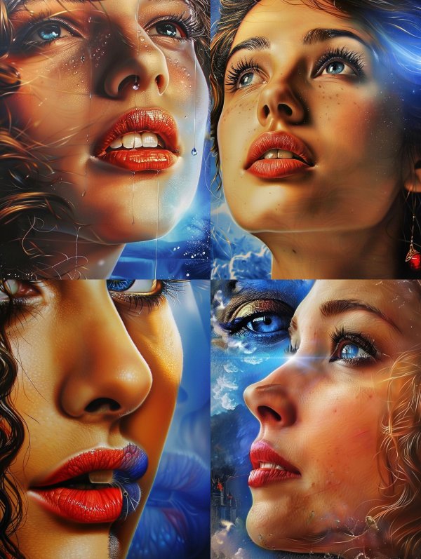 Ethereal Gazes in Blue and Gold