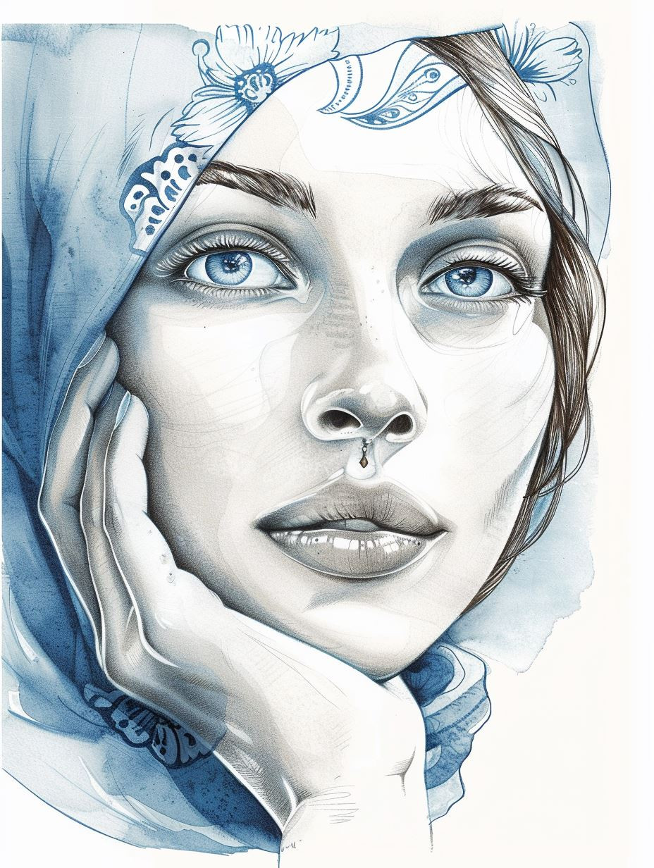 Ethereal Blue Portraits of a Mystical Woman - Image 1