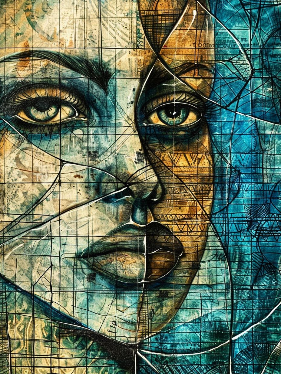 Fragmented Soul in Teal Hues - Image 2