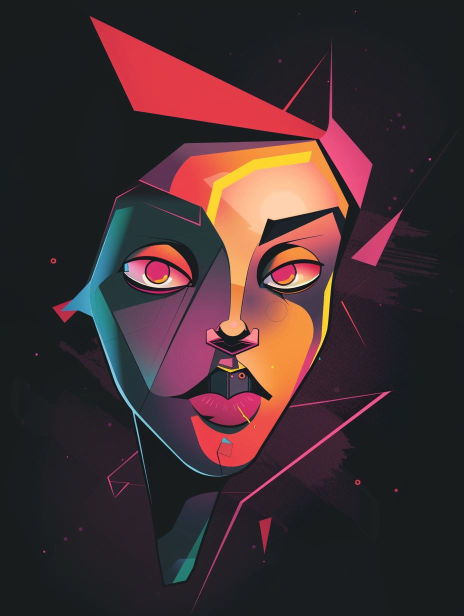 Geometric Neon Prism Portrait - Image 1