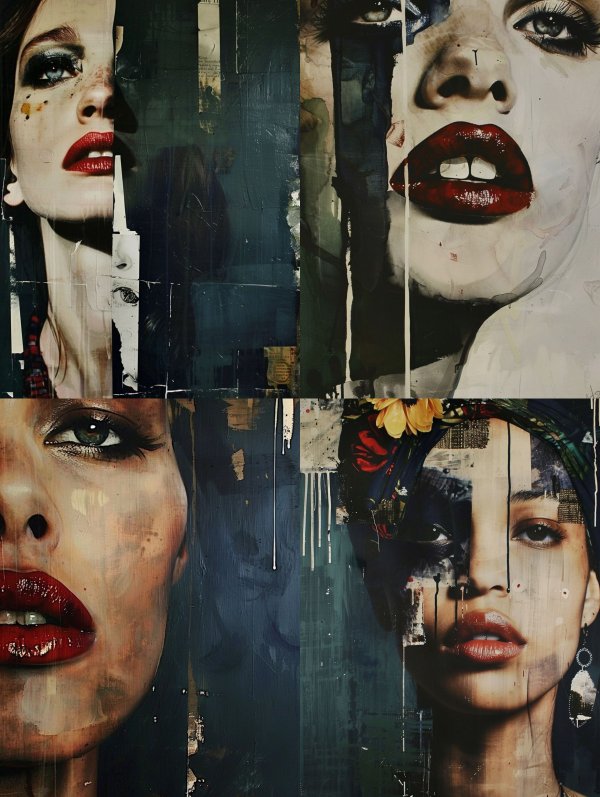 Fragmented Beauty Mixed Media Portrait