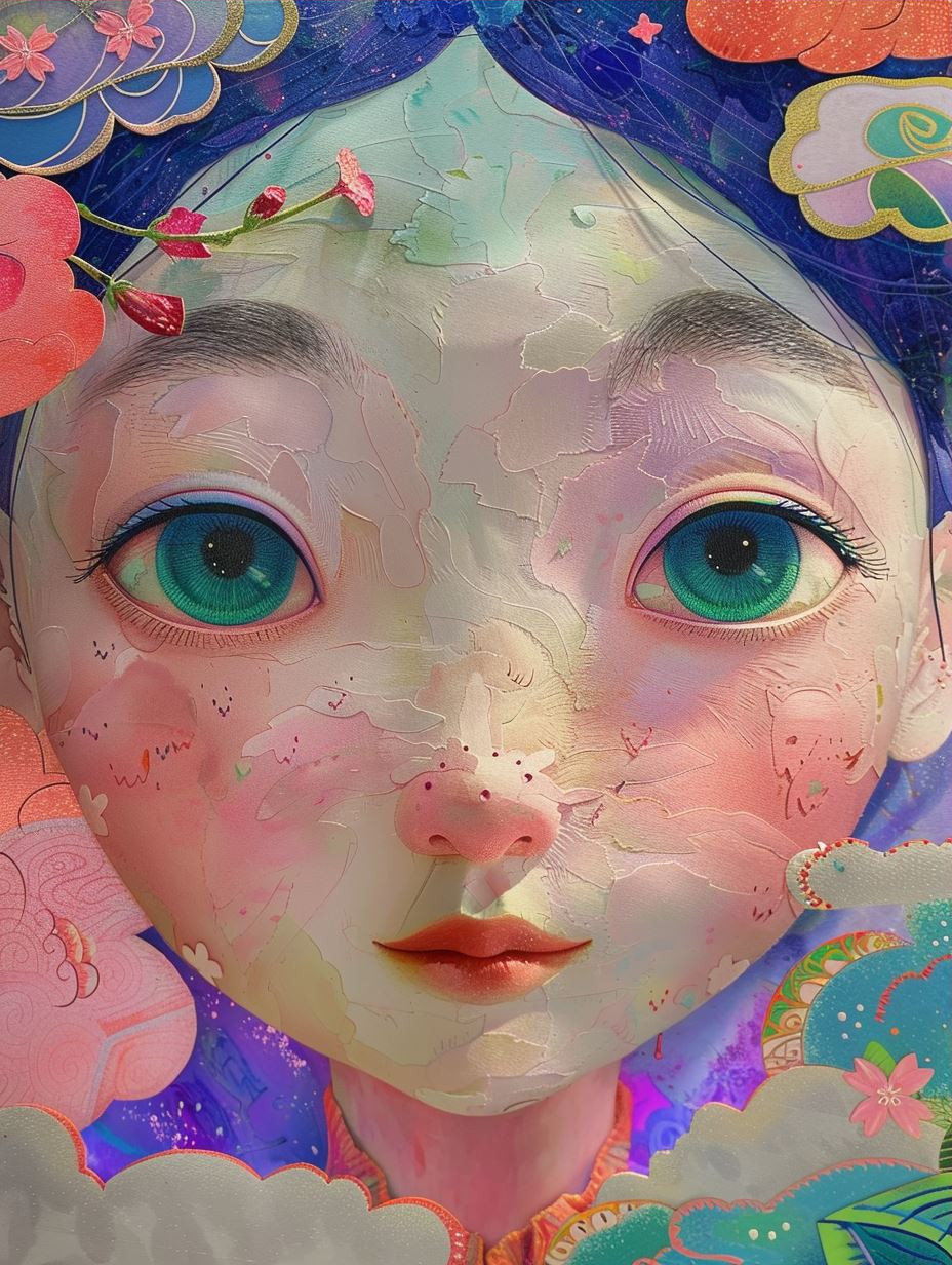 Neon Pastel Dreamscape Portrait - Image 3