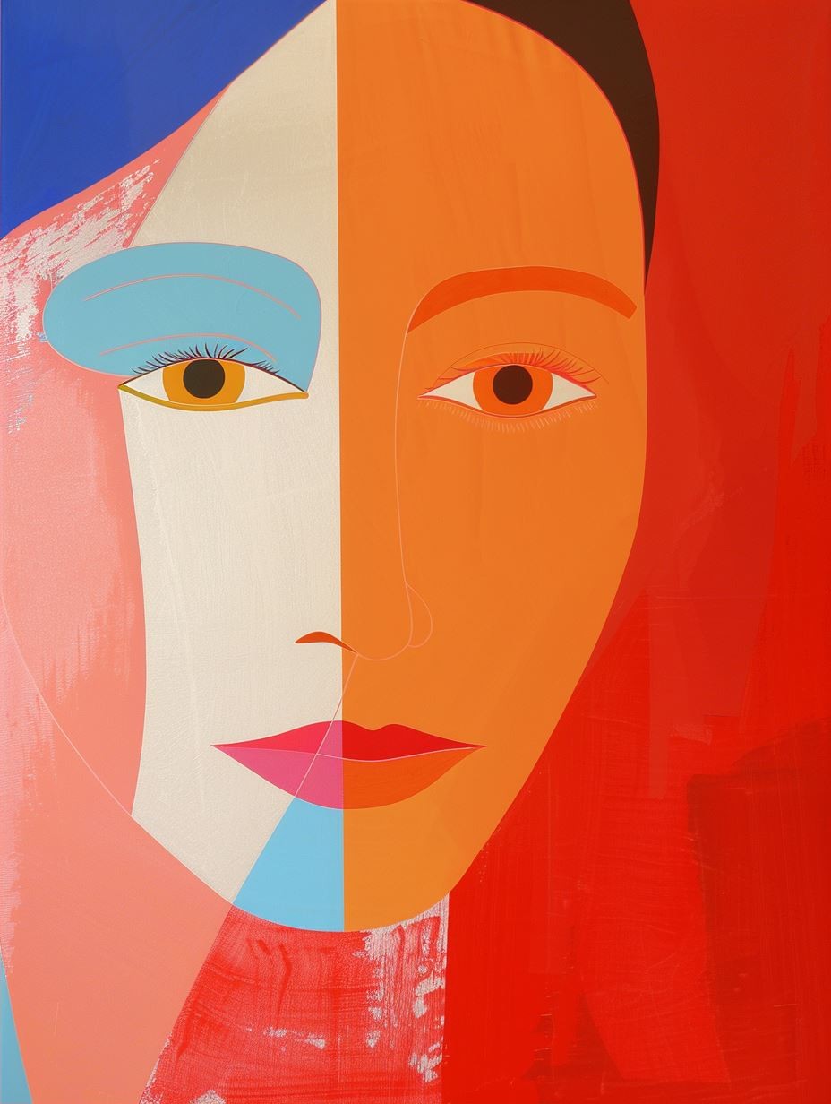 Vibrant Minimalist Portrait Study - Image 2