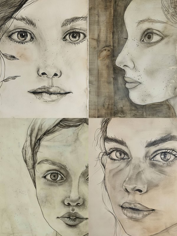 Soulful Gazes in Ink