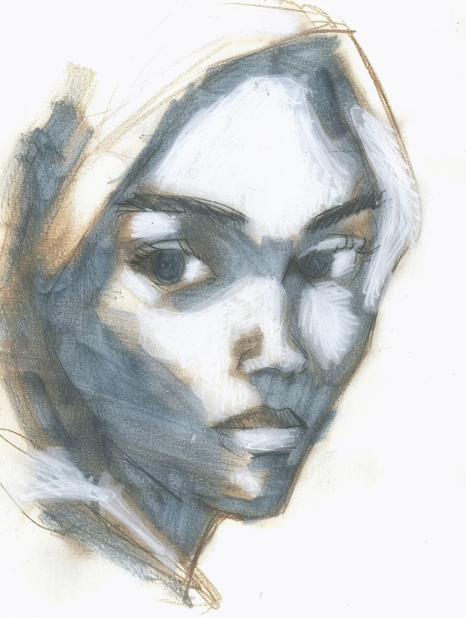 Melancholic Charcoal Portrait Study - Image 4