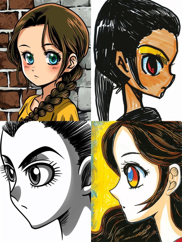 Diverse Anime Portrait Style Study