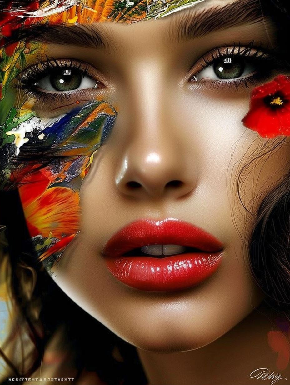 Abstract Floral Portrait Fusion - Image 2