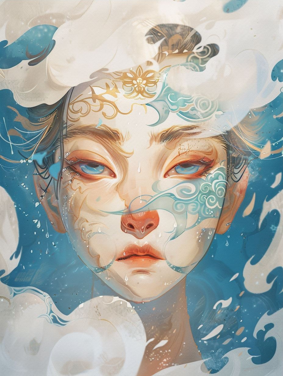 Celestial Azure Spirit Portrait - Image 3