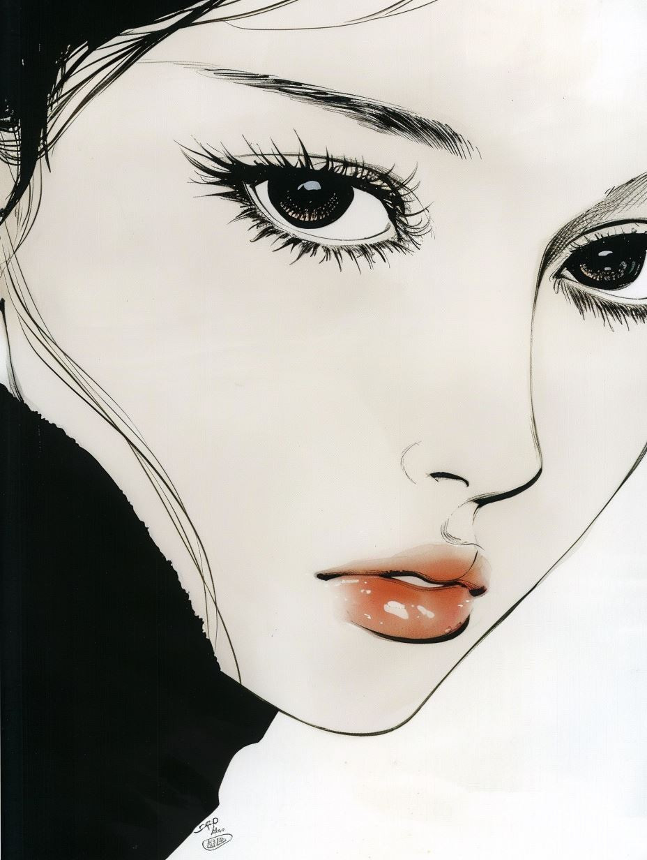 Ethereal Gazes in Ink and Wash - Image 3