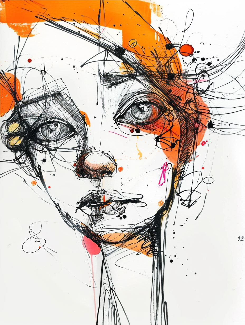Abstract Ink and Amber Gaze - Image 4