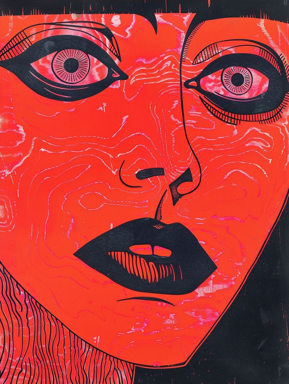Crimson Halftone Pop Art Portrait - Image 4