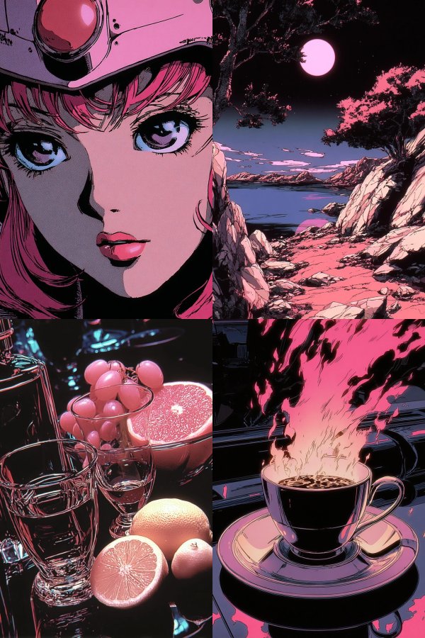 Neon Dreams: A Retro Anime Collage