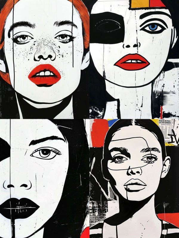 Faces of Contrast Modern Pop Art