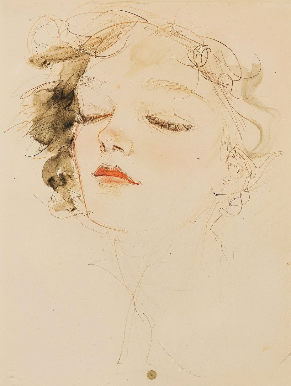 Whispers of Elegance: Four Feminine Sketches - Image 2