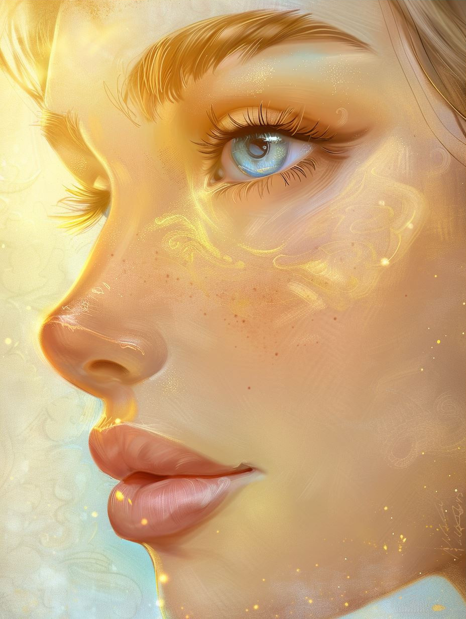 Golden Glow Digital Portrait Study - Image 3