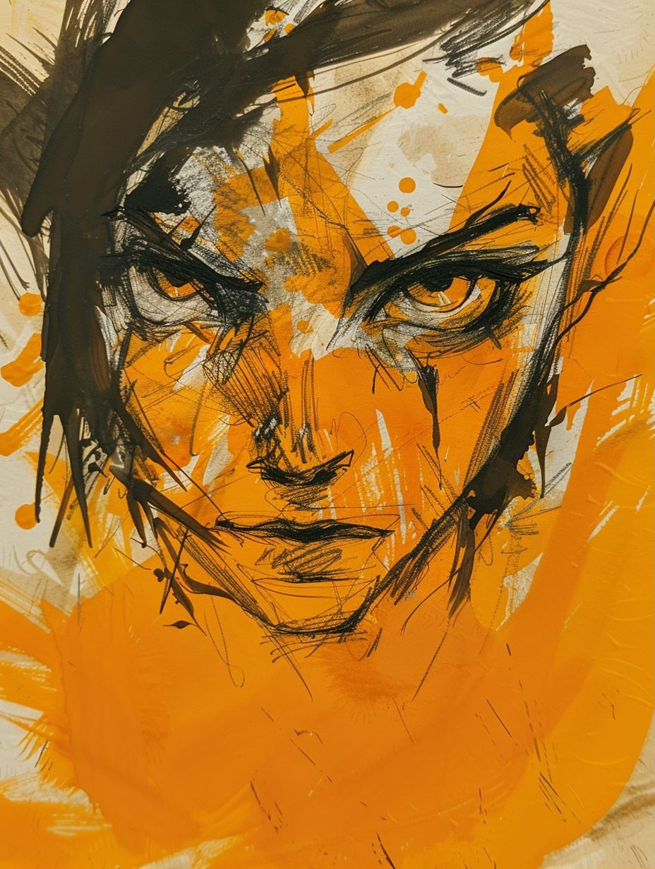 Amber Ink Expressionist Portrait