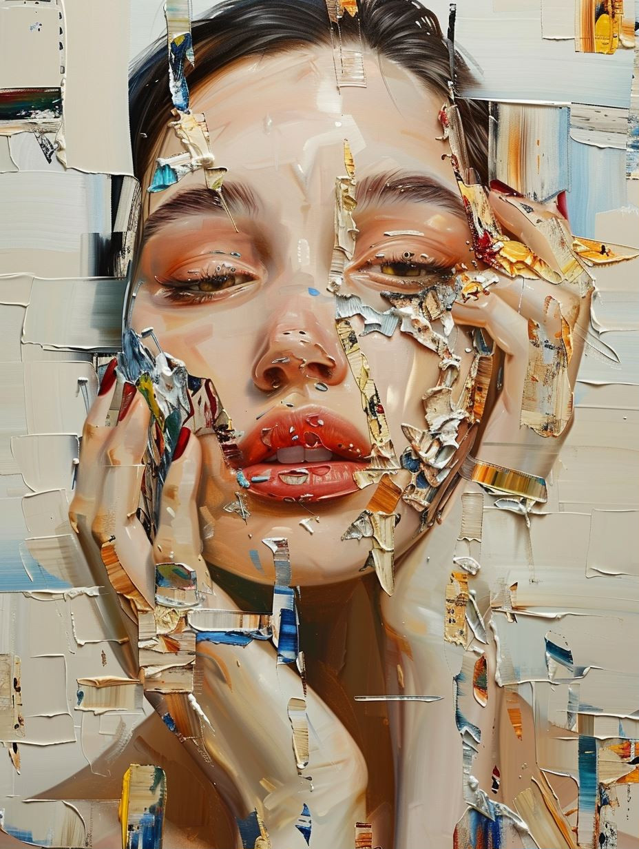 Fragmented Portraits in Textured Paint - Image 1