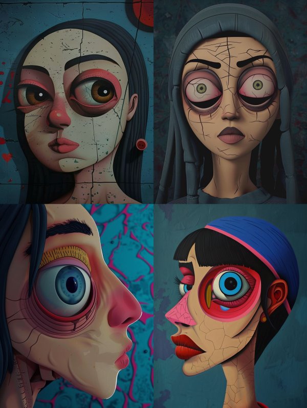 Melancholy Urban Mural Portrait