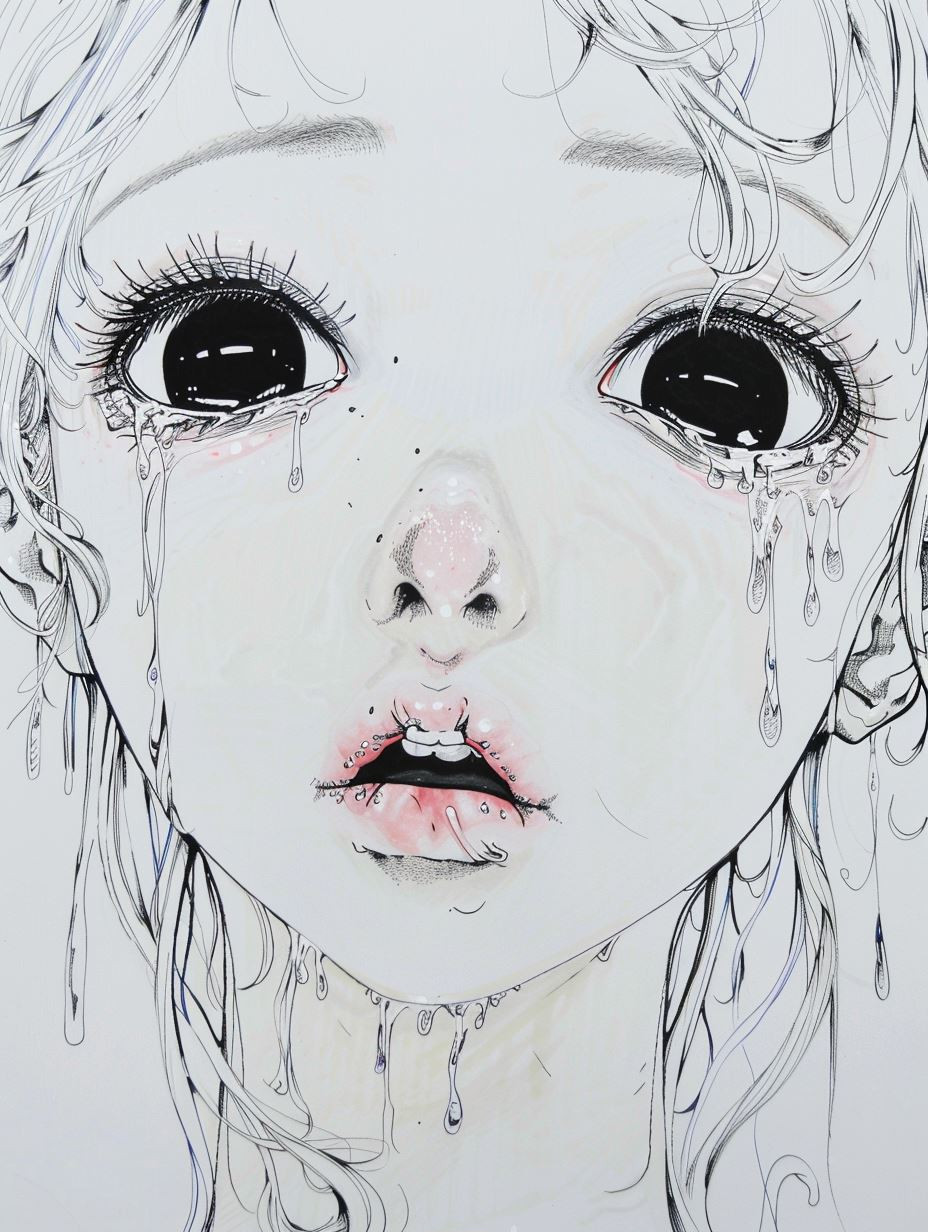 Ethereal Gazes in Ink and Watercolor - Image 1