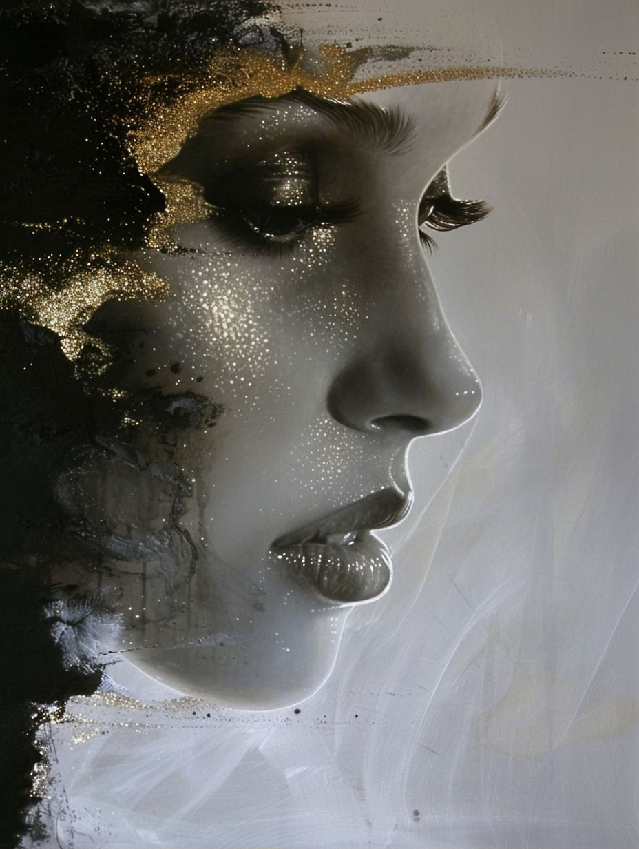 Ethereal Gilded Marble Portraits - Image 1