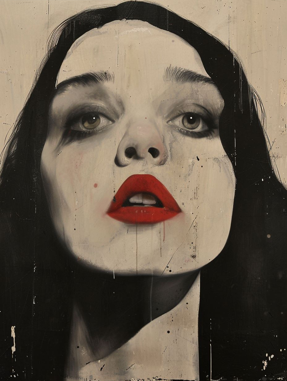 Crimson Lips in Monochrome Contrast - Image 3