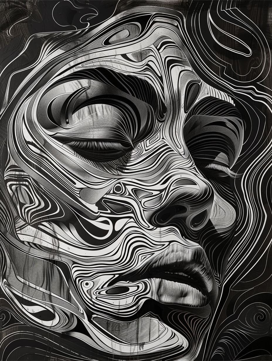 Surreal Monochromatic Fluid Portrait - Image 4