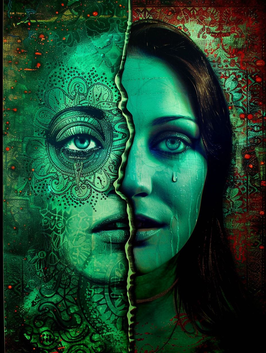 Emerald Mysticism Floral Portrait - Image 4