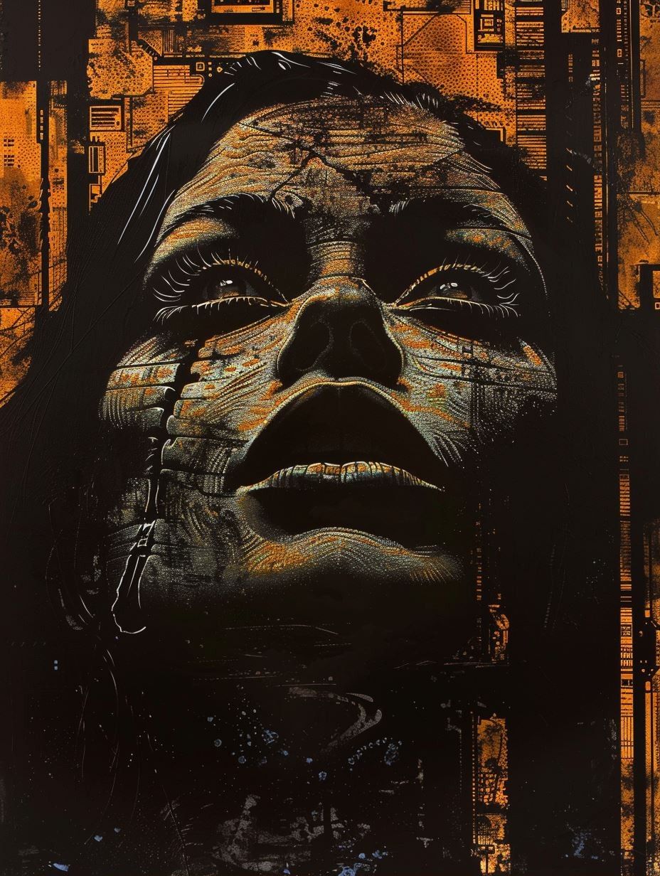 Cybernetic Soul in Amber Glow - Image 1