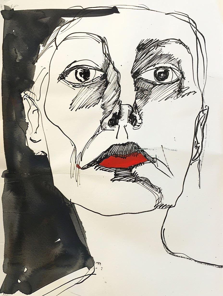 Crimson Lips: A Study in Ink - Image 2