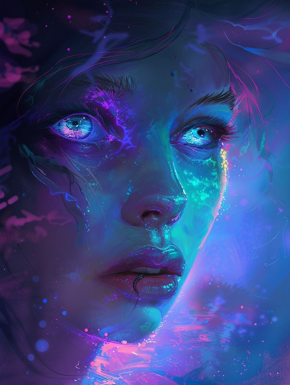 Celestial Dreams in Neon Hues - Image 2
