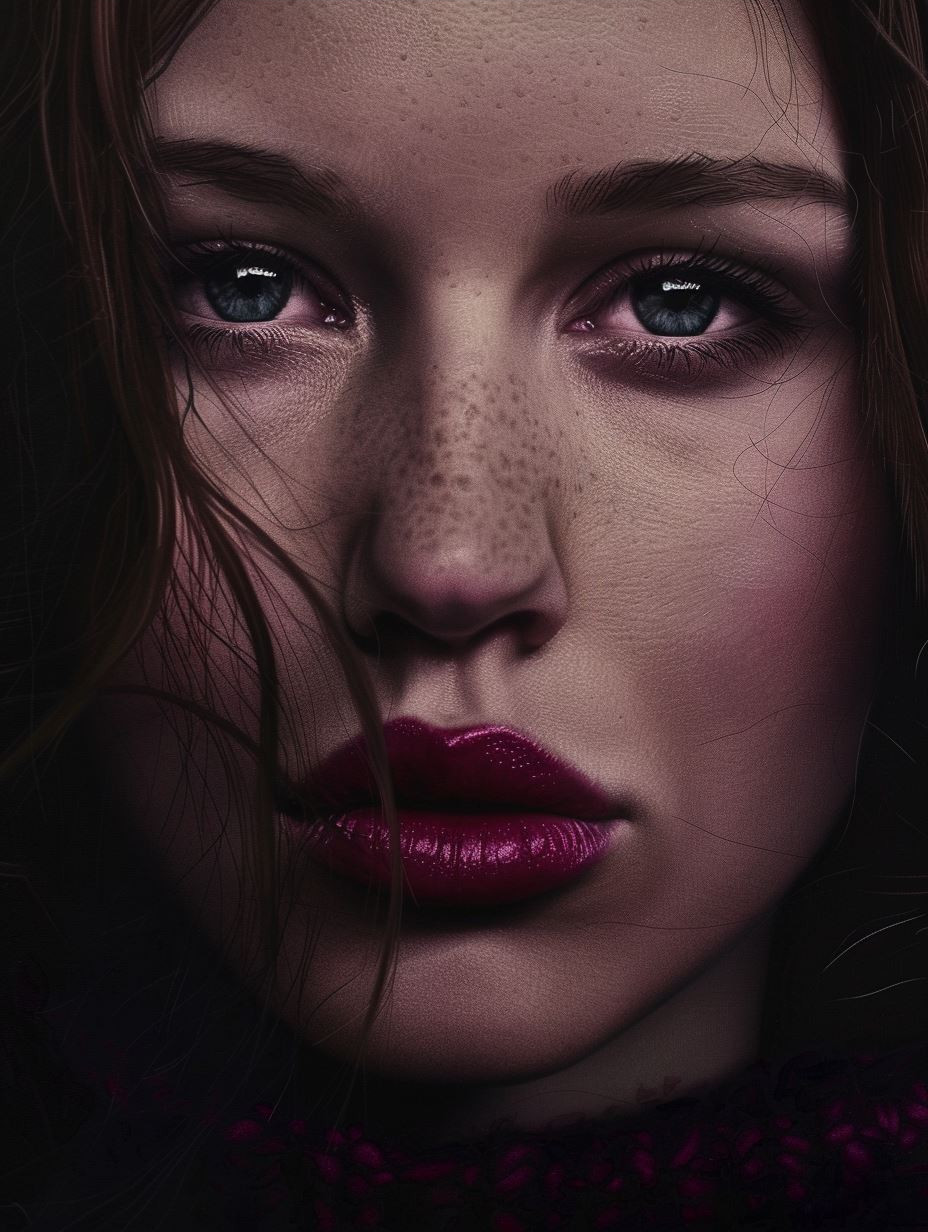 Crimson Haze Textured Portrait - Image 4