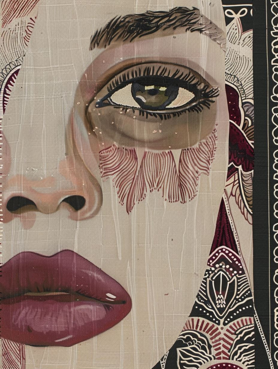 Ethereal Textile Portrait Art - Image 1