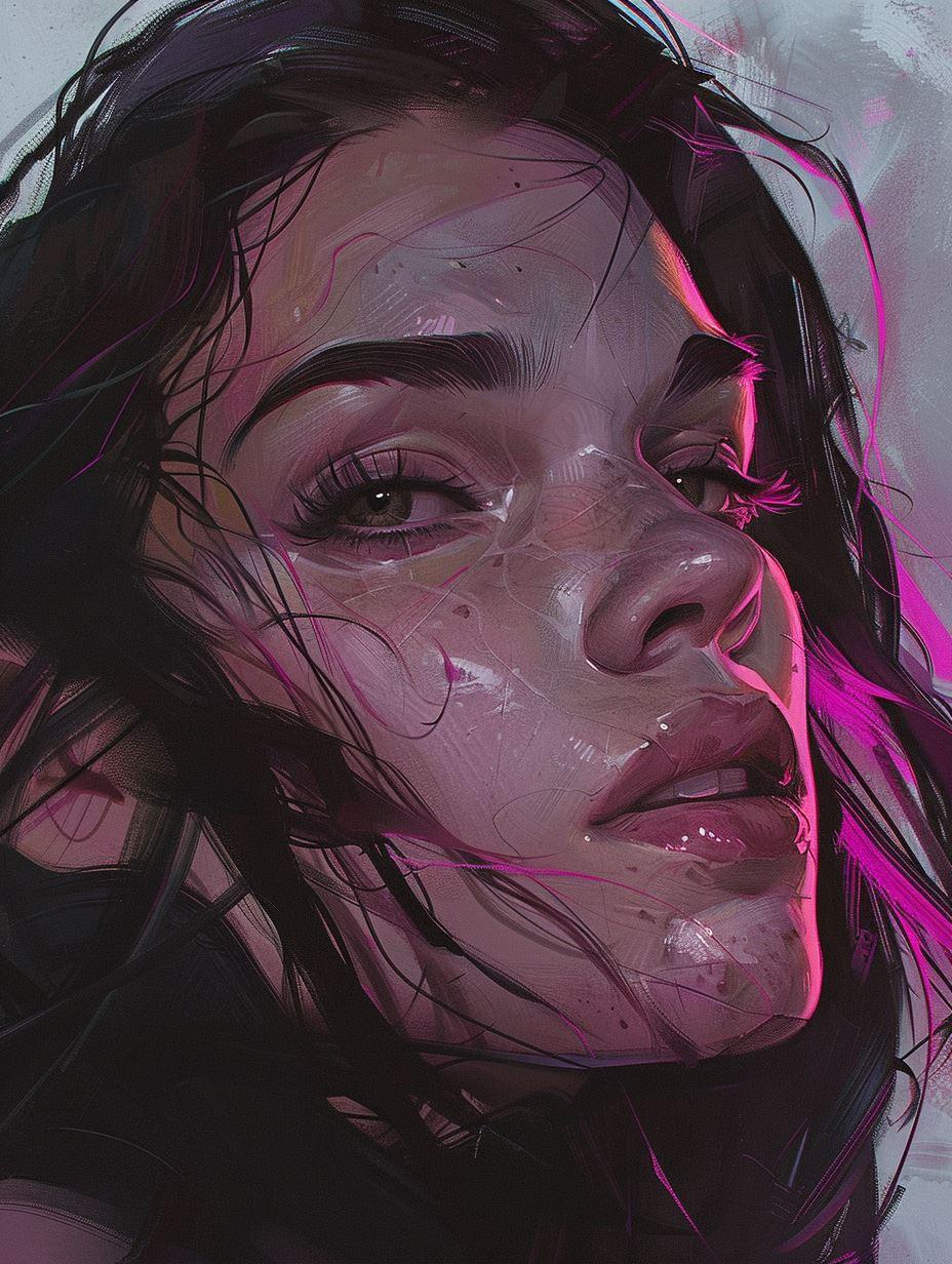 Fractured Neon Cybernetic Portrait - Image 3