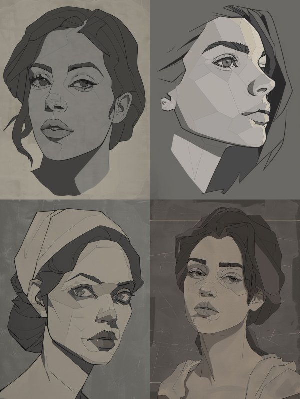 Monochrome Geometric Portrait Studies
