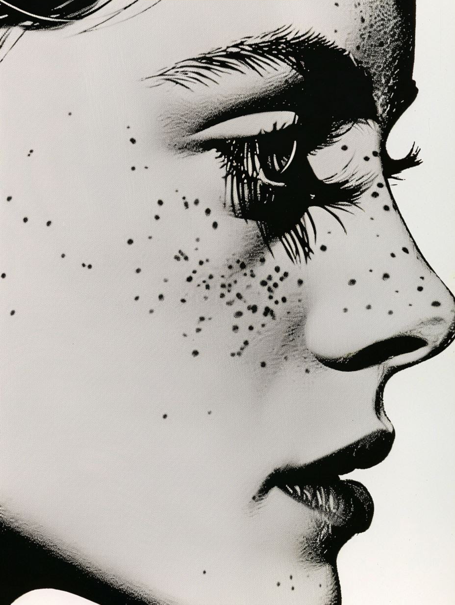 Surrealist Stippled Floral Portrait - Image 3