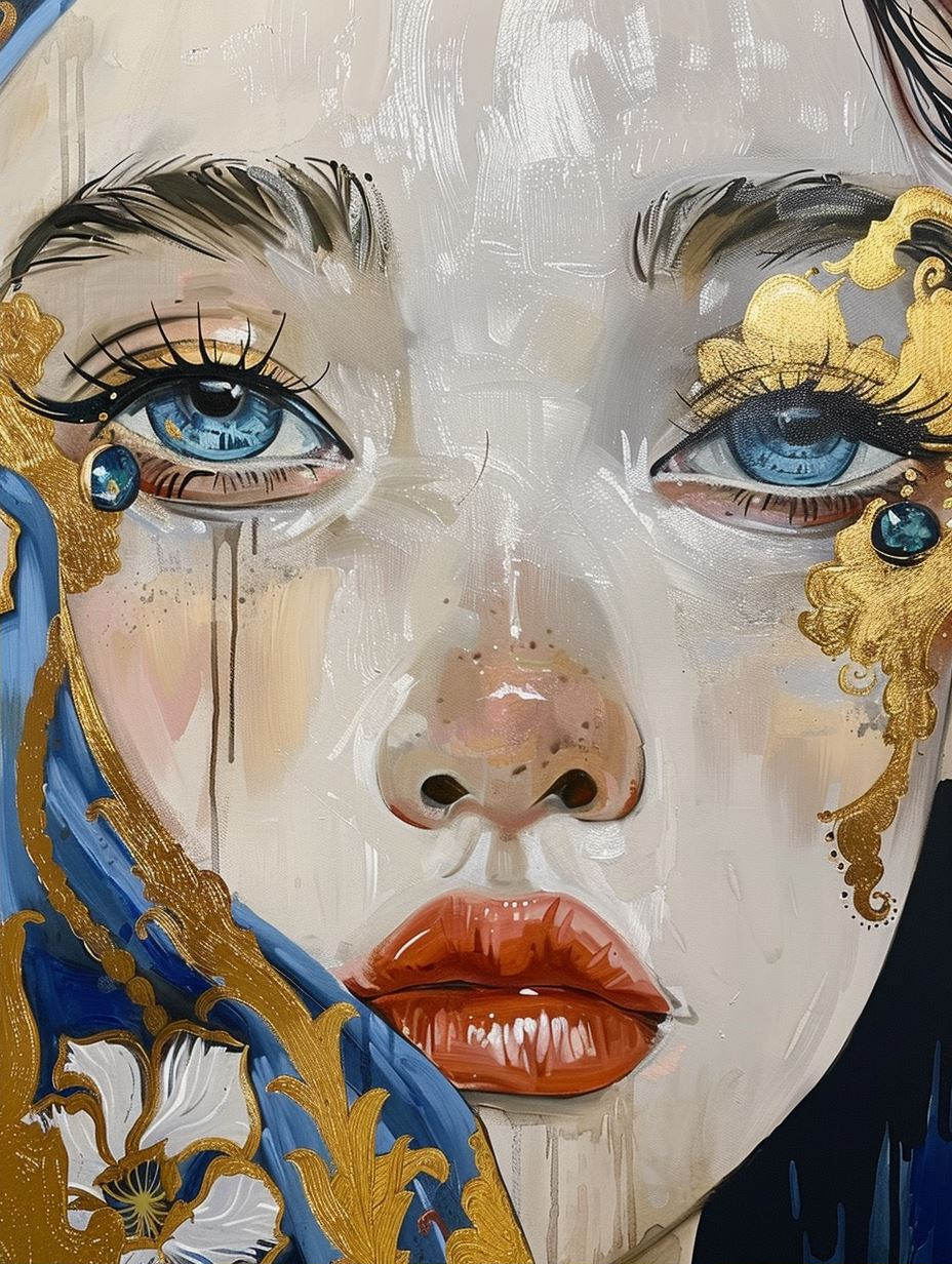 Gilded Azure Ethereal Portrait - Image 2