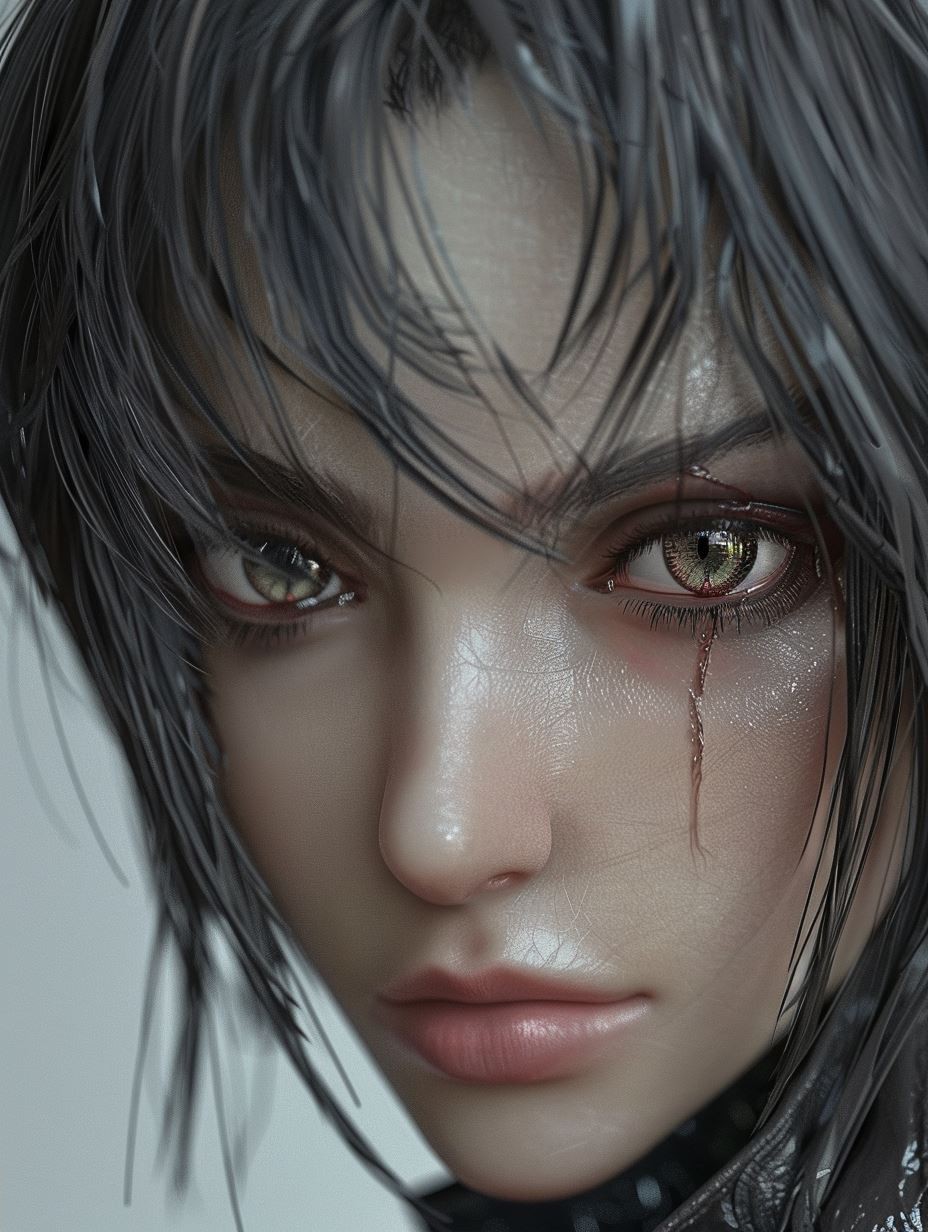 Melancholy Raindrops on Porcelain Skin - Image 2