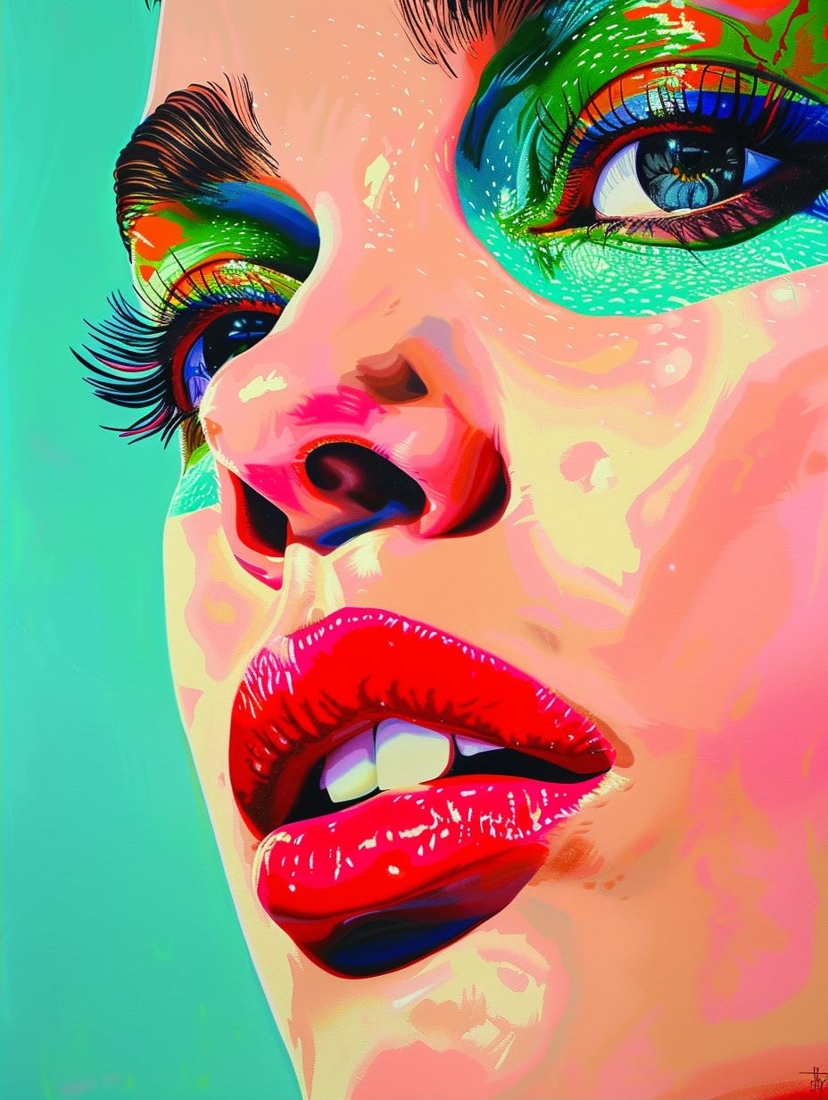 Neon Fragmented Portrait Art - Image 2