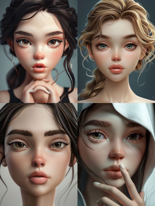 Digital Portraits of Ethereal AI Women