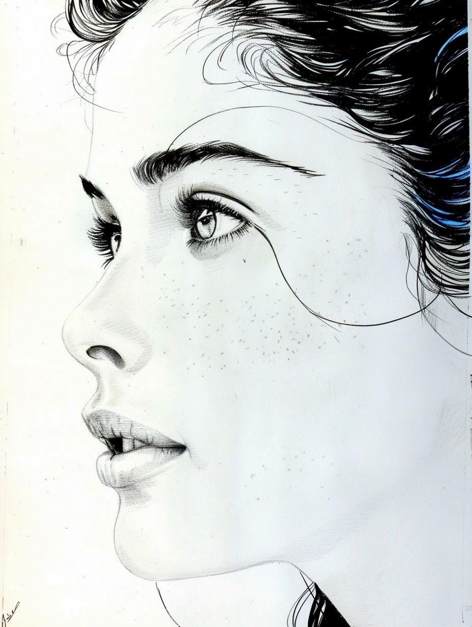 Ethereal Ink and Watercolor Portrait - Image 2