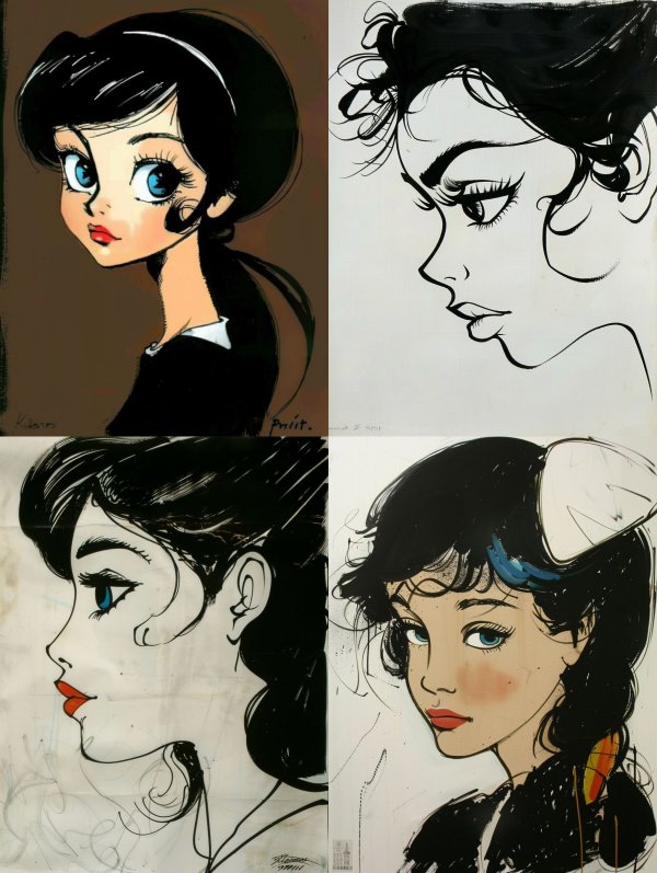 Four Visions of Stylized Feminine Elegance