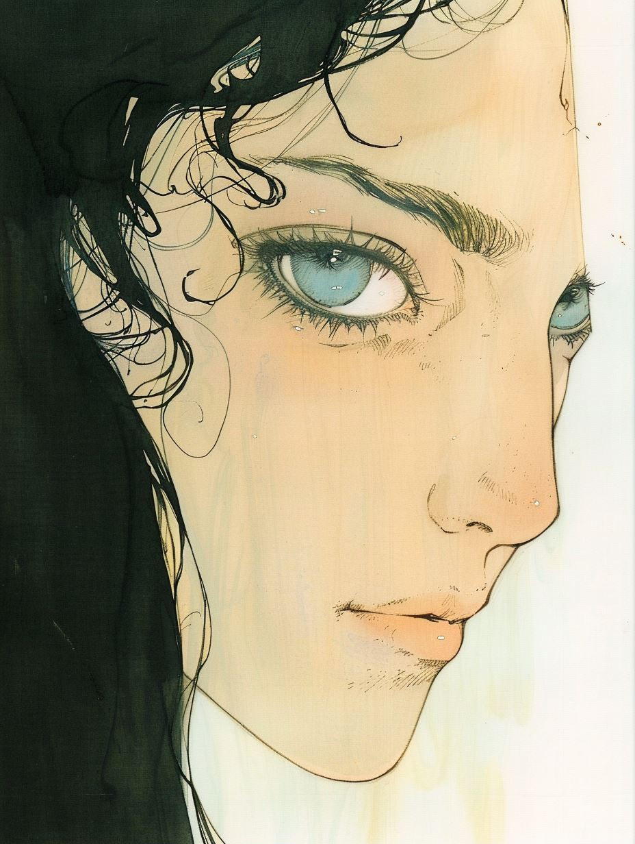 Ethereal Gaze: A Study in Ink - Image 1