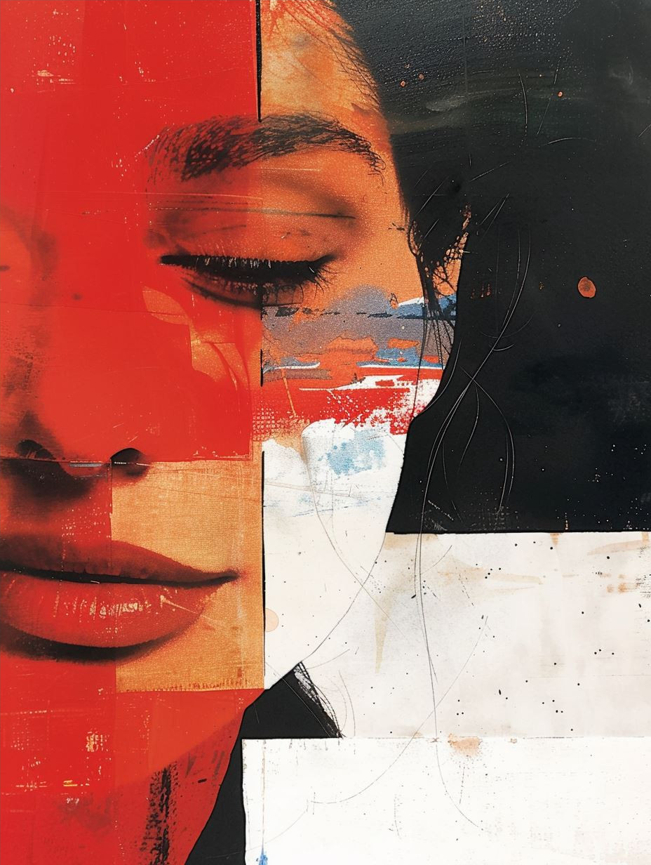 Fragmented Crimson Beauty Collage - Image 4