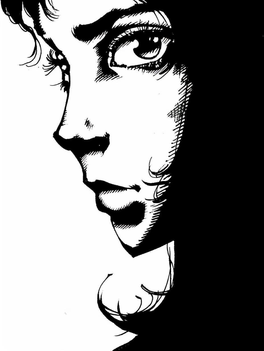 Shadows and Soul: Ink Portrait Study - Image 1