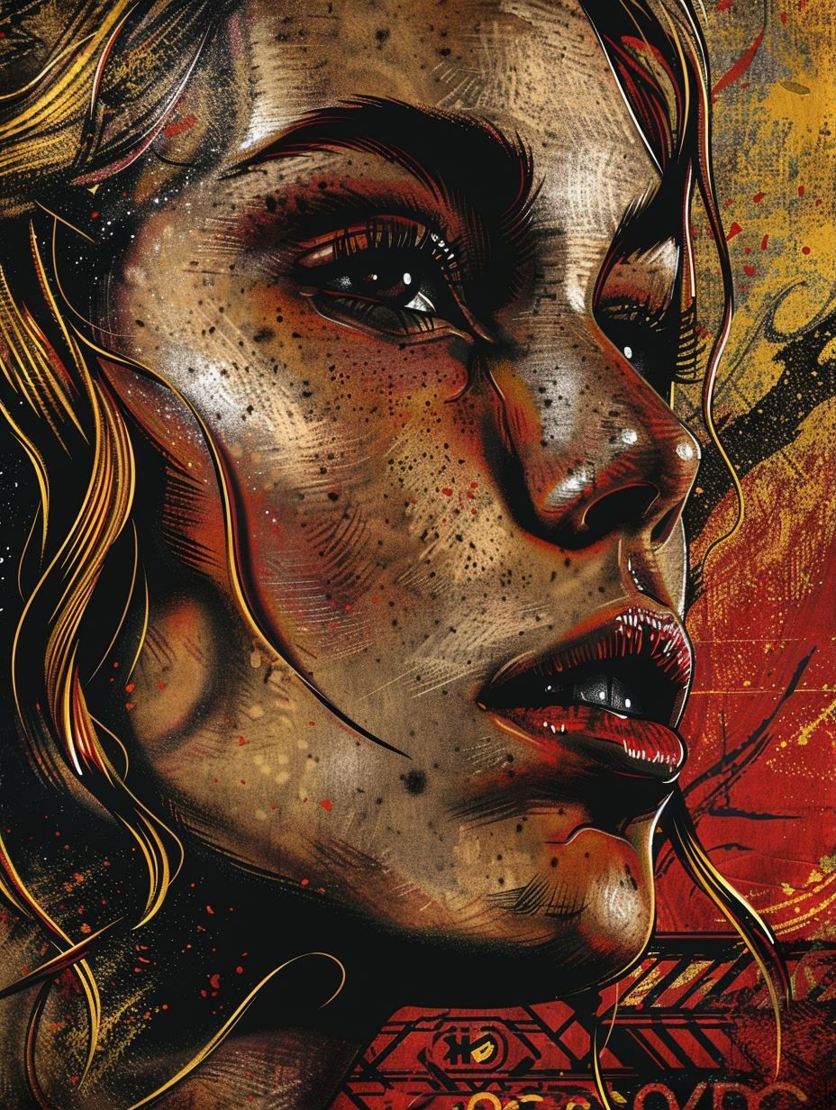 Gilded Grit Cyberpunk Portrait - Image 1