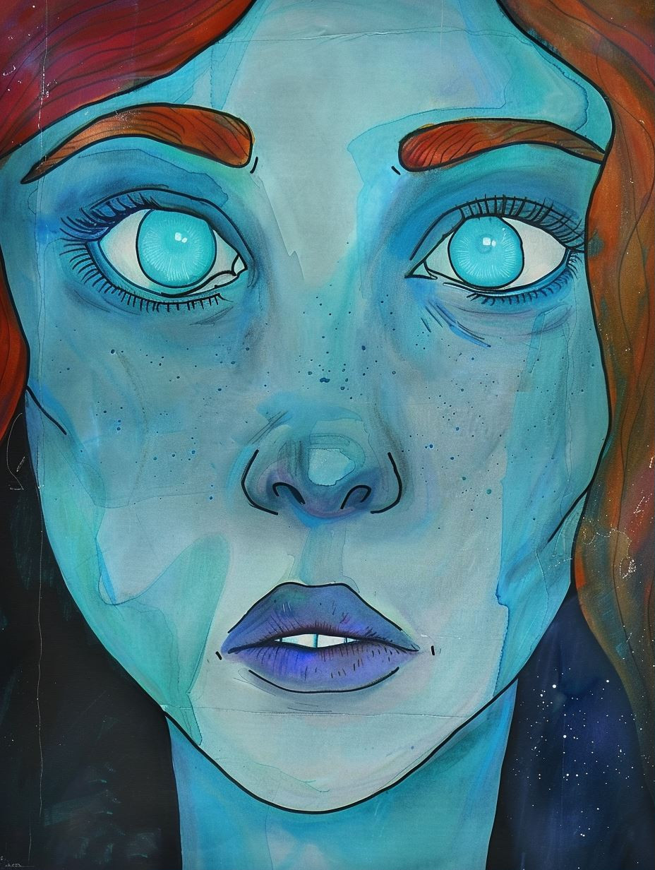 Azure Visions: A Study of Blue Portraits - Image 1