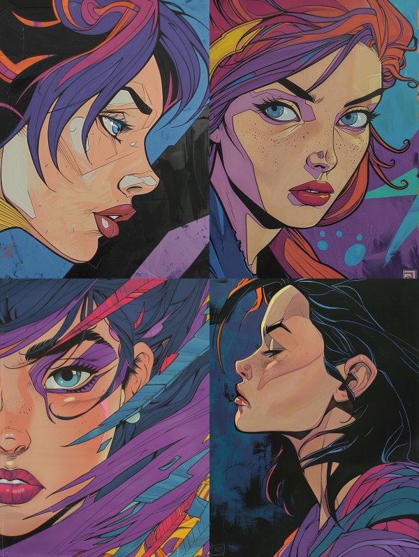 Neon Noir Comic Portraits