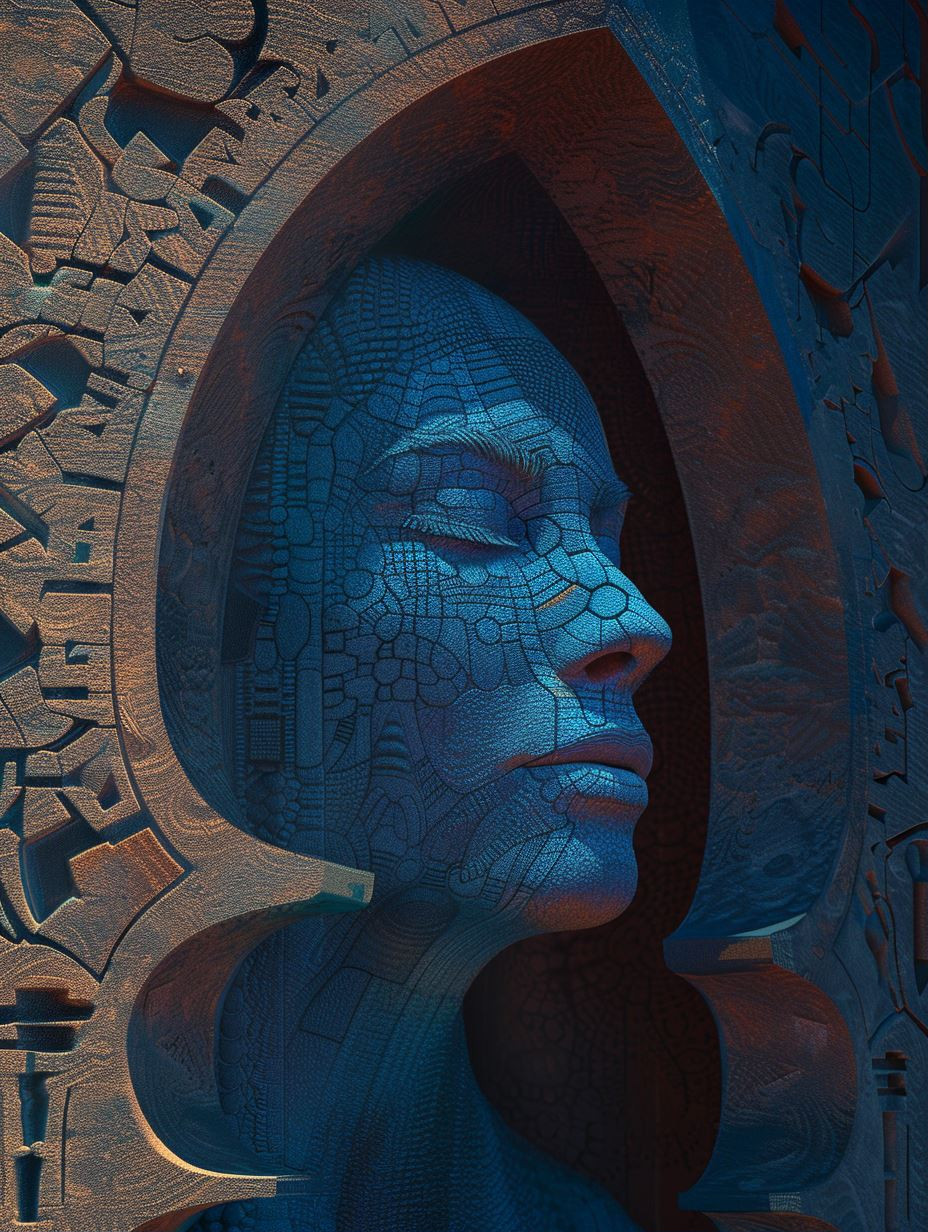 Ethereal Blue Stone Portraits - Image 1