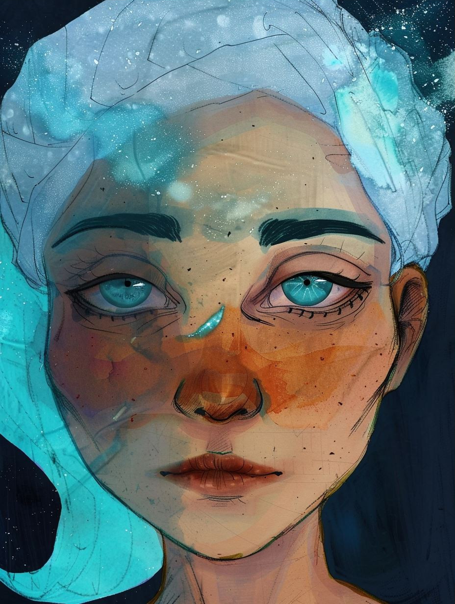 Azure Visions: A Study of Blue Portraits - Image 3